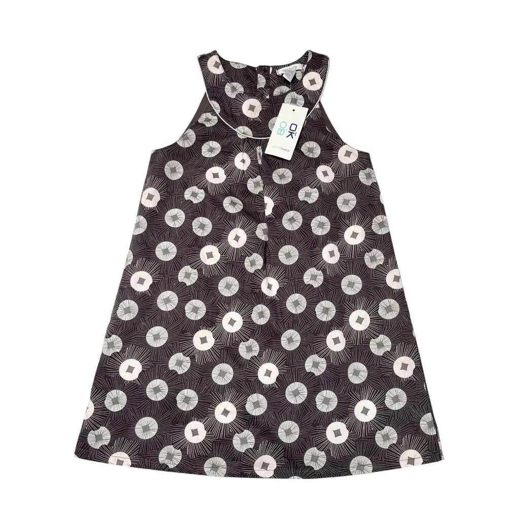 NWT Okaidi Charcoal Graphic Burst Sleeveless Dress Size 6